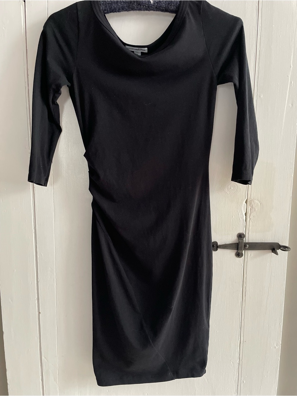 James Perse Standard Pima Cotton Scoop Neck Ruched Midi Dress Size 1 Small